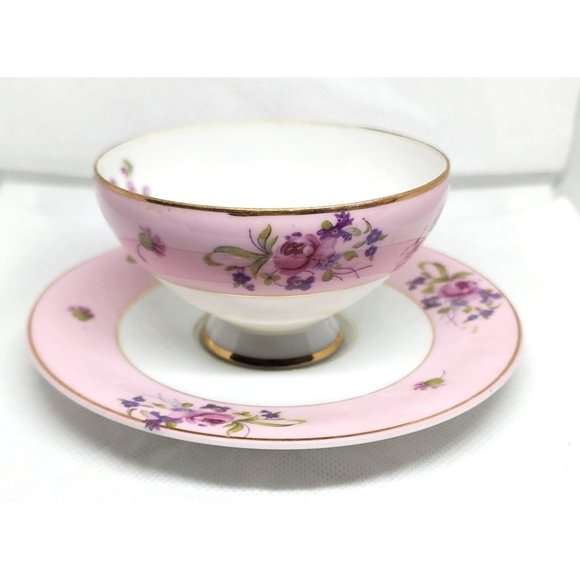 Pink Floral Gold Trim N-C-349 Vintage Teacup & Saucer - Elegant Collectible Set - Picture 10 of 14